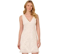 Adrianna Papell Women's V-Neck Sleeveless Beaded Dress