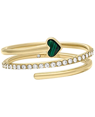 Fossil Modern Meadows Malachite Prestack Heart Ring