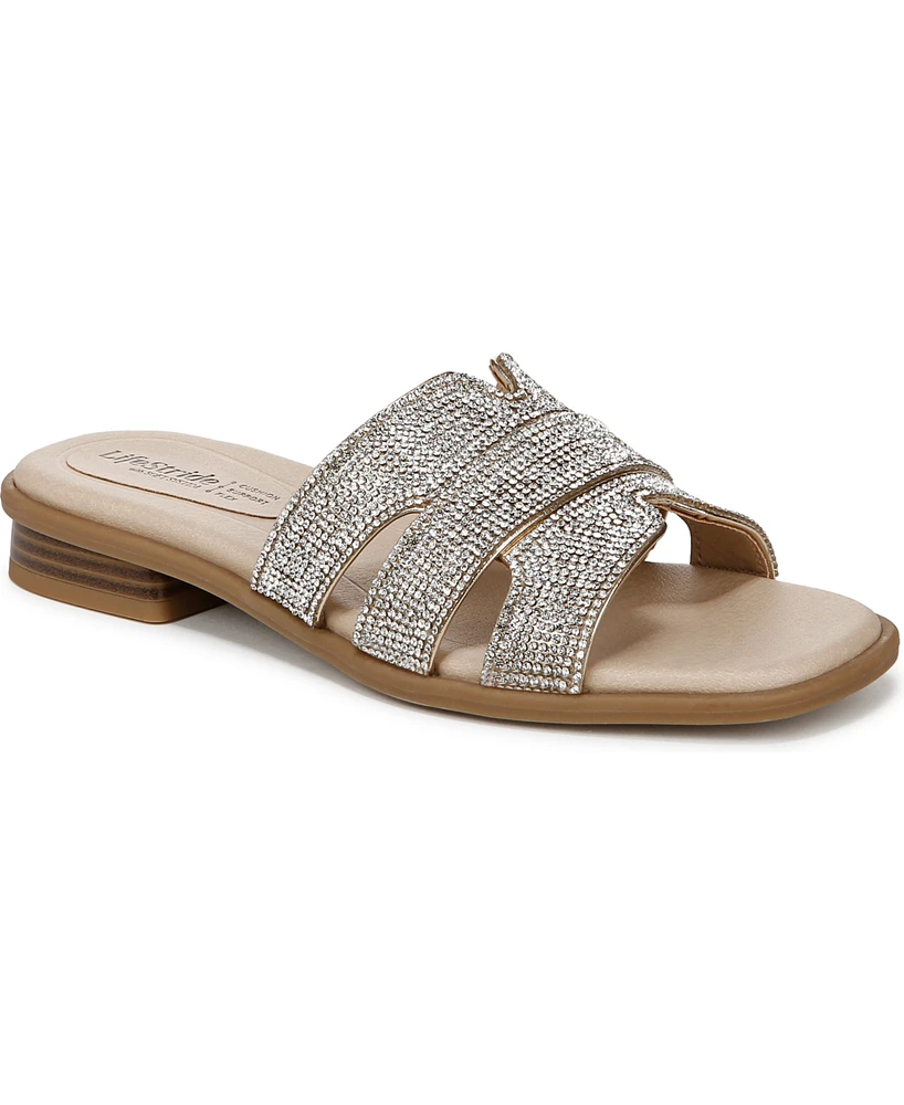 LifeStride Women's Royalty Bling Square Toe Slide Sandals