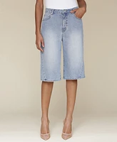 Avec Les Filles Women's High-Waist Wide-Leg Long Shorts