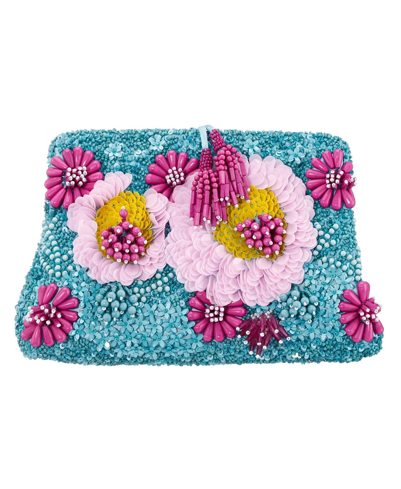 Nina All Over Beaded Flower Frame Clutch