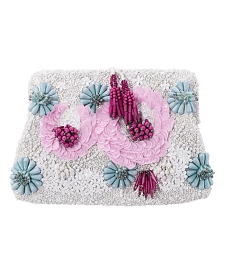 Nina All Over Beaded Flower Frame Clutch