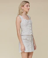 Avec Les Filles Women's Sweetheart-Neck Striped Sleeveless Shirt