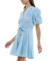 Taylor Petite Cotton Soutache Fit & Flare Shirtdress