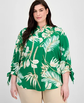 Anne Klein Plus Printed 3/4-Sleeve Top