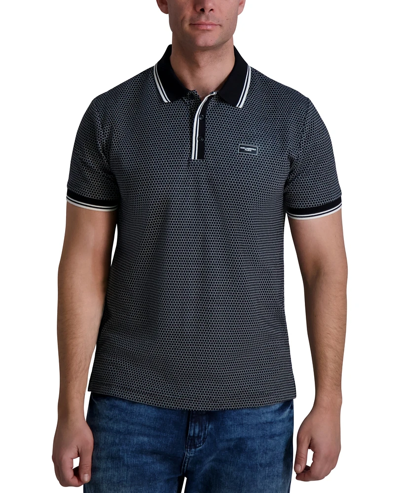 Karl Lagerfeld Paris Men's Slim-Fit Textured Performance Polo Shirt
