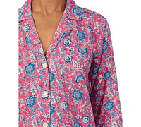 Lauren Ralph Women's 3/4-Sleeve Cropped Pajama Set