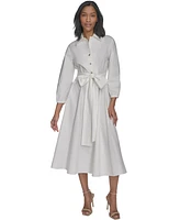 Halston Women's Cotton Tie-Waist Fit & Flare Dress