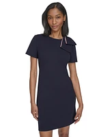 Halston Women's Bow-Shoulder Short-Sleeve Shift Dress