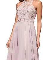 Xscape Petite Beaded Sleeveless High-Neck Gown