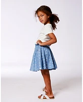 Deux par Big Girls Printed Chambray Skort Blue And White Cherries