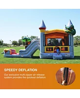 JumpOrange T-Rex Commercial Grade Bounce House Water Slide with Pool for Kids and Adults (with Blower), Basketball Hoop, Wet Dry Combo, Outdoor, Big I
