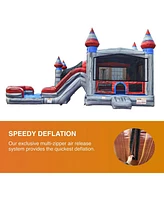 JumpOrange Titanium Commercial Grade Bounce House Water Slide Combo with Pool for Kids and Adults (with Blower), Basketball Hoop, Wet Dry Use, Outdoor