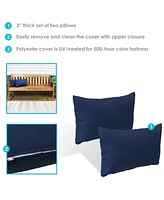 Indoor and Outdoor Decorative Lumbar Pillows with Zipper Closures Inserts - 12 x 20 Inch Rectangular Throw Weather-Resistant Polyester