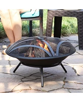 Replacement Steel Fire Pit Bowl with Round Spark Screen