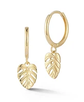 Rachel Zoe Fine Jewelry 14K Gold Banana Leaf Charm Huggie Earrings