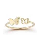 Rachel Zoe Fine Jewelry 14K Gold Double Butterfly Open Ring