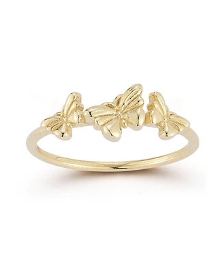 Rachel Zoe Fine Jewelry 14K Gold Etched Triple Butterfly Ring