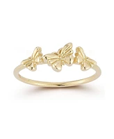 Rachel Zoe Fine Jewelry 14K Gold Etched Triple Butterfly Ring