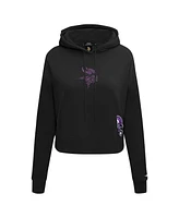 Pro Standard Women's Black Minnesota Vikings Jeweled Cropped Pullover Hoodie