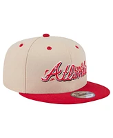 New Era Men's Cream/Red Atlanta Braves Team Art 9FIFTY Snapback Hat