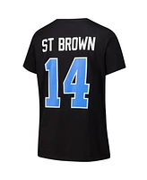 Fanatics Women's Amon-Ra St. Brown Black Detroit Lions Plus Player Name Number V-Neck T-Shirt