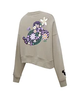 Freeze Max Women's Tan Disney Minnie Flowers Oversized Pullover Sweatshirt