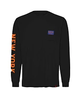 Sportiqe Men's and Women's Black New York Knicks Wales Heavyweight Pocket Long Sleeve T-Shirt