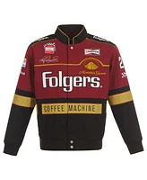 Jh Design Men's Maroon/Black Tim Richmond Folgers Twill Uniform Full-Snap Jacket