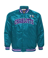 Mitchell & Ness Big Boys and Girls Teal Charlotte Hornets Hardwood Classics Satin Raglan Full-Snap Jacket