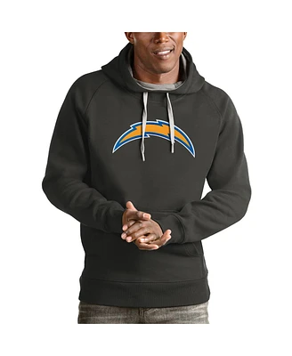 Antigua Men's Charcoal Los Angeles Chargers Victory Pullover Hoodie