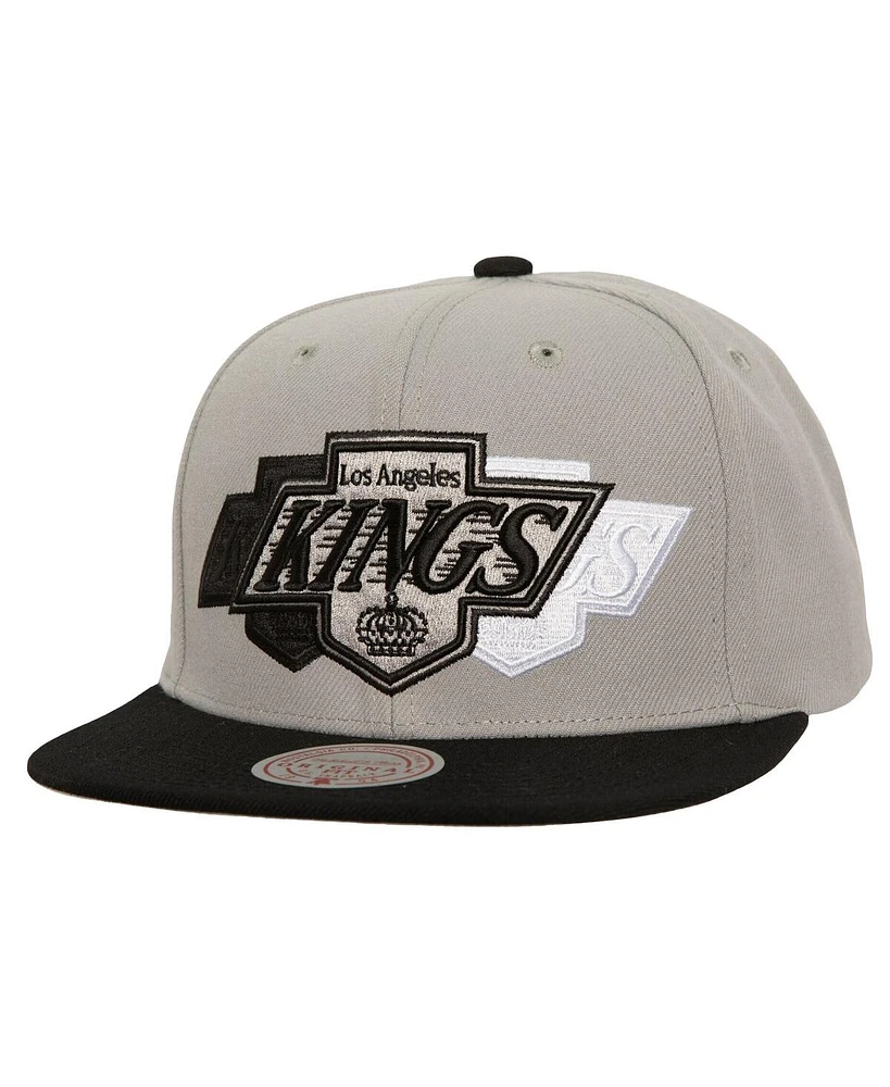 Mitchell & Ness Men's Gray Los Angeles Kings Soul Triple Up Snapback Hat