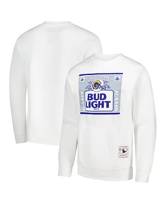 Mitchell & Ness x Bud Light Men's White Los Angeles Rams The Crest Pullover Sweatshirt