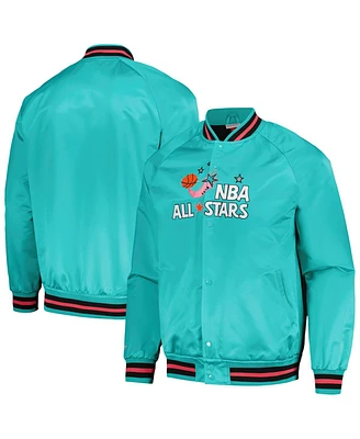 Mitchell & Ness Men's Teal Hardwood Classics 1996 Nba All-Star Game Throwback Wordmark Raglan Full-Snap Jacket