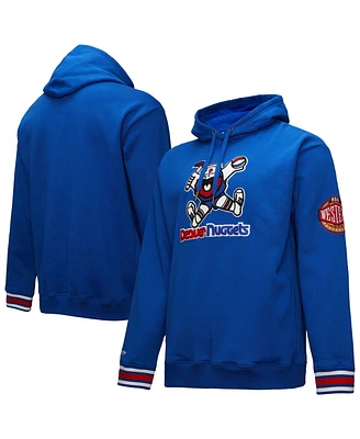 Mitchell & Ness Men's Blue Denver Nuggets Chainstitch Applique Vintage Heavyweight Pullover Hoodie