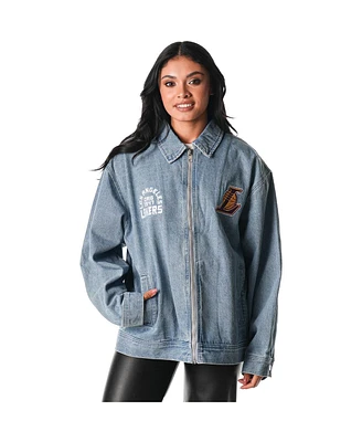 The Wild Collective Men's and Women's Blue Los Angeles Lakers Coaches Full-Zip Denim Jacket