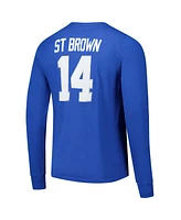 Majestic Men's Blue Amon-Ra St. Brown Detroit Lions Name Number Long Sleeve T-Shirt