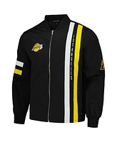 The Wild Collective Men's and Women's Black Los Angeles Lakers Stitch Applique Full-Zip Bomber Jacket