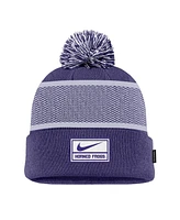 Nike Men's Purple Tcu Horned Frogs 2024 Sideline Peak Cuffed Knit Hat with Pom