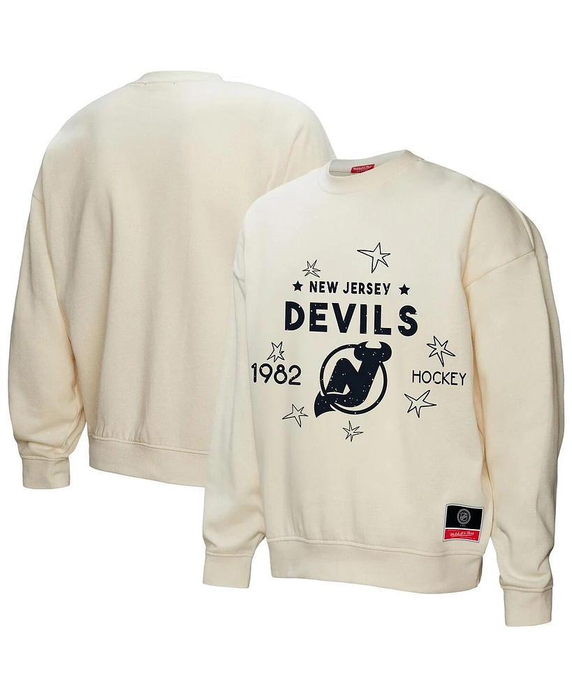 Mitchell & Ness Women's Cream New Jersey Devils Logo 3.0 Pullover Sweatshirt