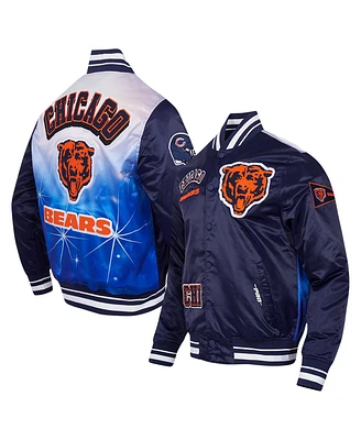 Pro Standard Men's Navy Chicago Bears Sublimated Satin Full-Snap Jacket