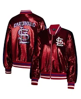 The Wild Collective Women's Red St. Louis Cardinals Sequin Full-Zip Bomber Jacket