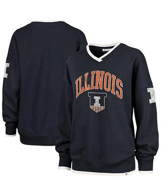 '47 Brand Women's Navy Illinois Fighting Illini Clubhouse Daze Eighty V-Neck Pullover Sweatshirt