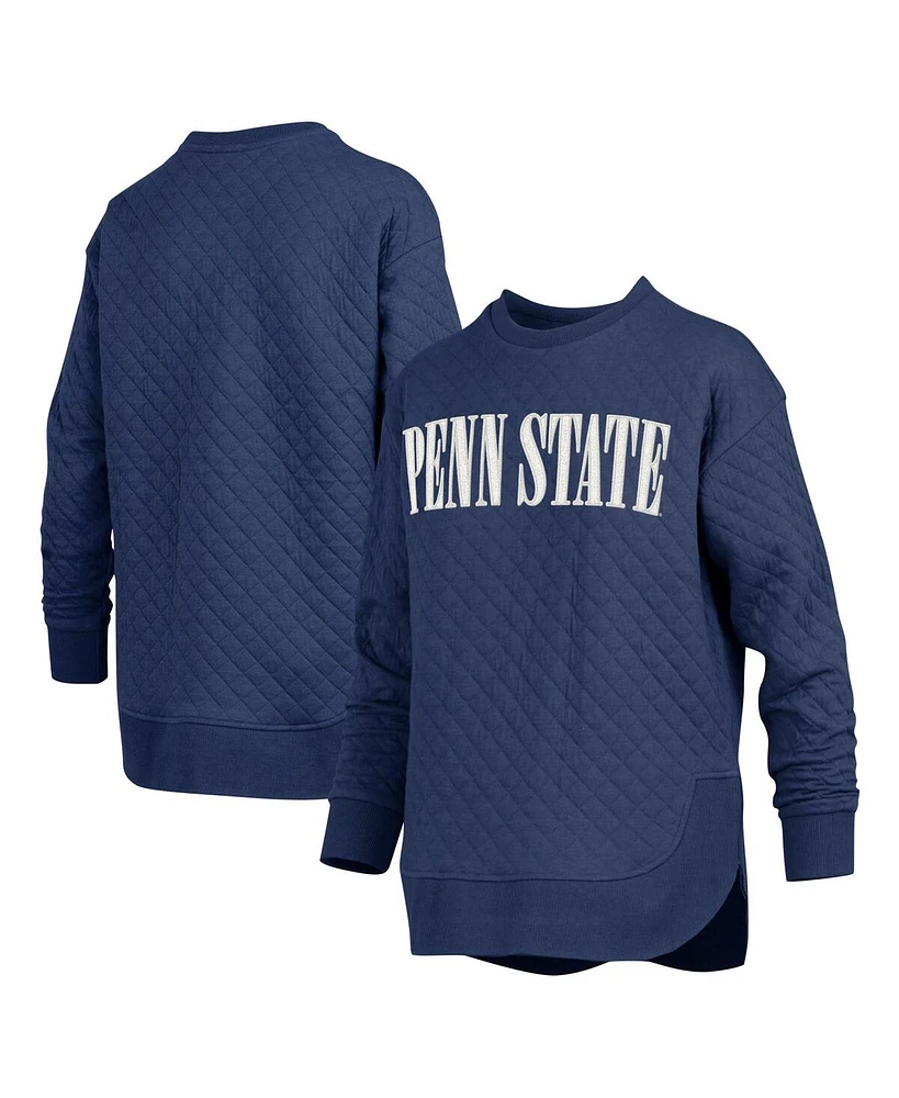 Pressbox Women's Navy Penn State Nittany Lions Quilted Long Sleeve Pullover Sweatshirt