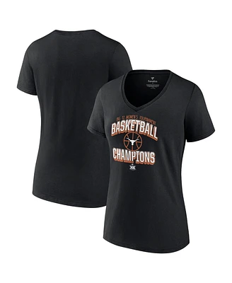 Fanatics Women's Black Texas Longhorns 2022 Big 12 Women's Basketball Conference Tournament Champions V-Neck T-Shirt