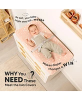 KeaBabies 2pk Isla Changing Pad Covers for Girl, Boy, Soft Contoured Diaper Table Cover Sheets Neutral