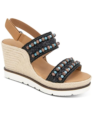 Gentle Souls Women's Evora Beaded Wedge Sandals