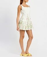 En Saison Women's Esmeralda Floral Square-Neck Mini Dress