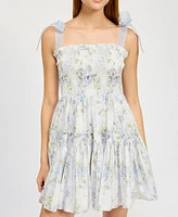 En Saison Women's Scarlet Floral-Print Tiered Mini Dress