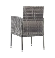 Patio Chairs with Dark Gray Cushions 4 pcs Gray Poly Rattan